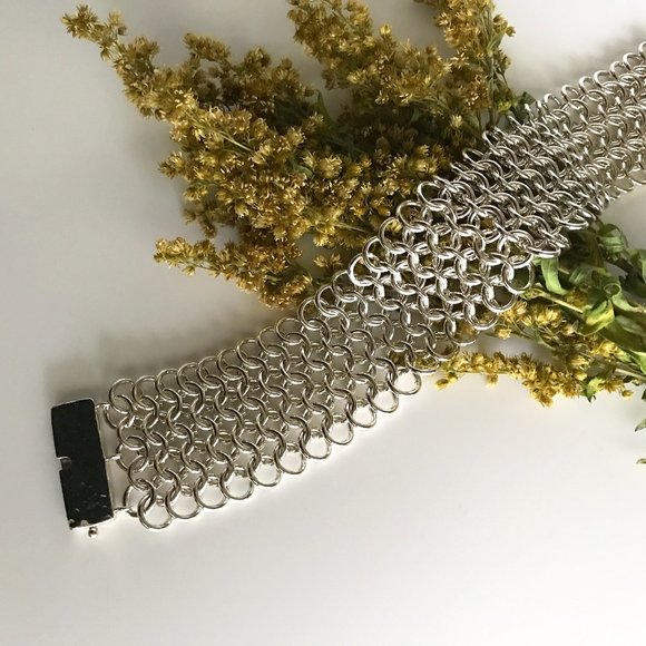 Sterling Silver Chainmail Bracelet (European 4-in-1 Weave) B011